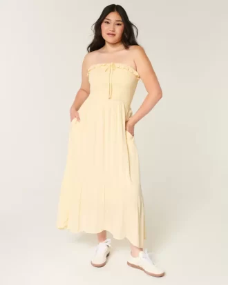 Olkaimeton smocked Maxi mekko