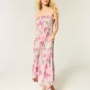 Olkaimeton smocked Maxi mekko