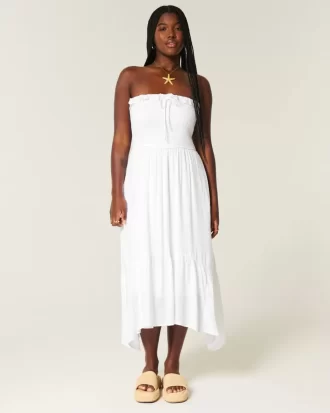 Olkaimeton smocked Maxi mekko Olkaimeton smocked Maxi mekko