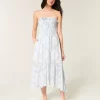Olkaimeton smocked Maxi mekko
