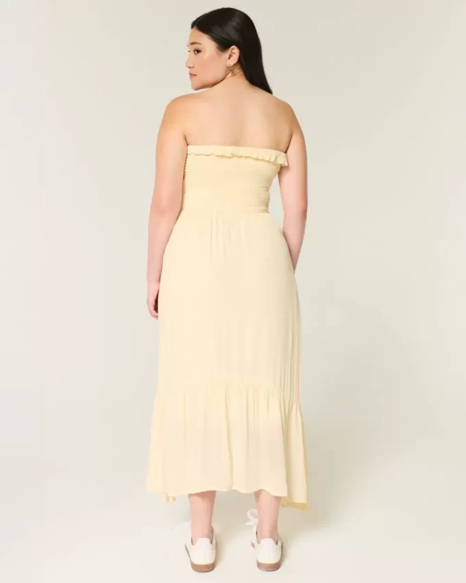 Olkaimeton smocked Maxi mekko