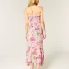 Olkaimeton smocked Maxi mekko