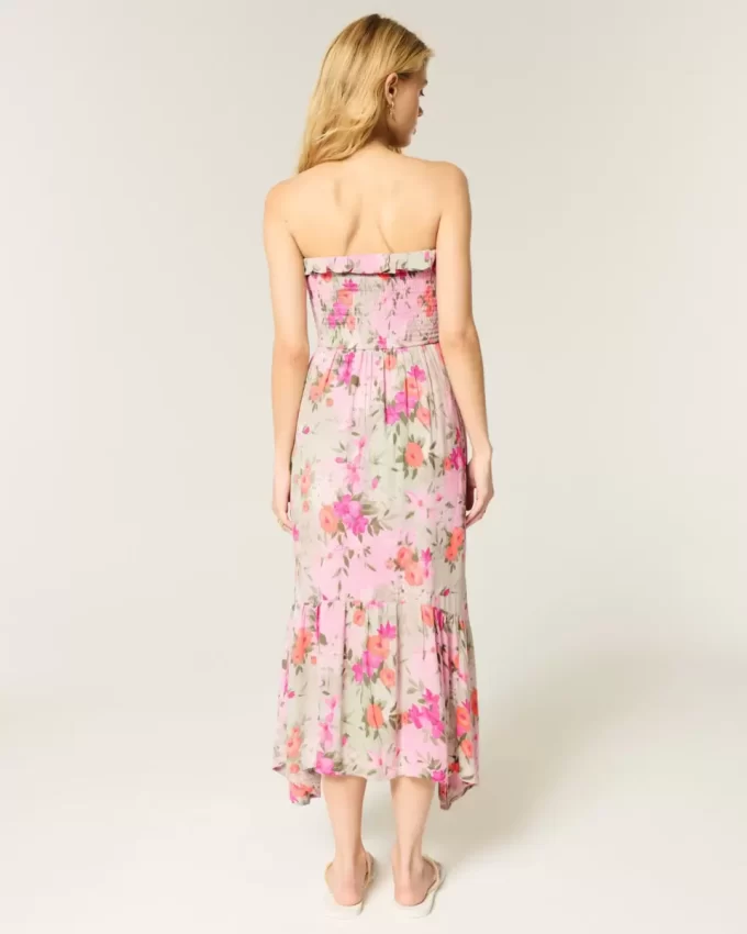 Olkaimeton smocked Maxi mekko