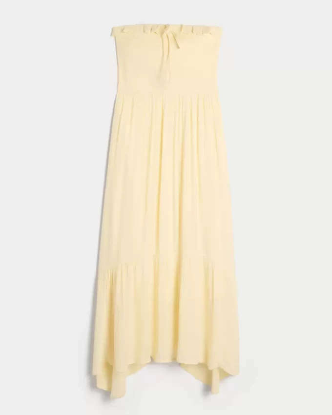 Olkaimeton smocked Maxi mekko