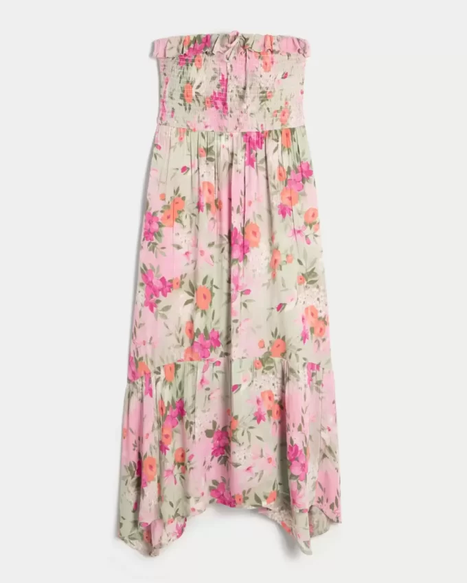 Olkaimeton smocked Maxi mekko