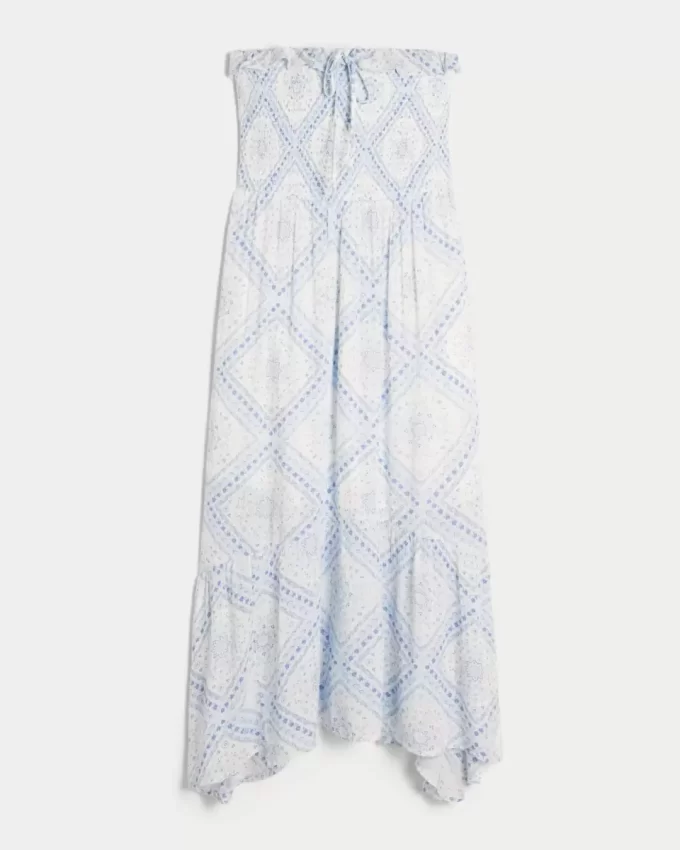 Olkaimeton smocked Maxi mekko