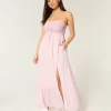 Olkaimeton virkattu Mix Maxi -mekko