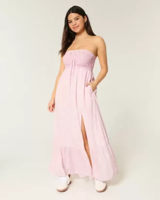 Olkaimeton virkattu Mix Maxi -mekko