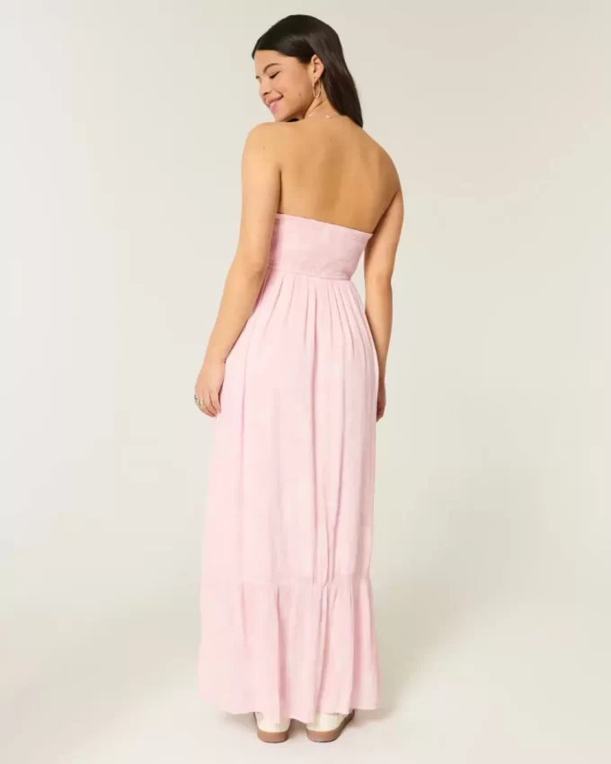 Olkaimeton virkattu Mix Maxi -mekko