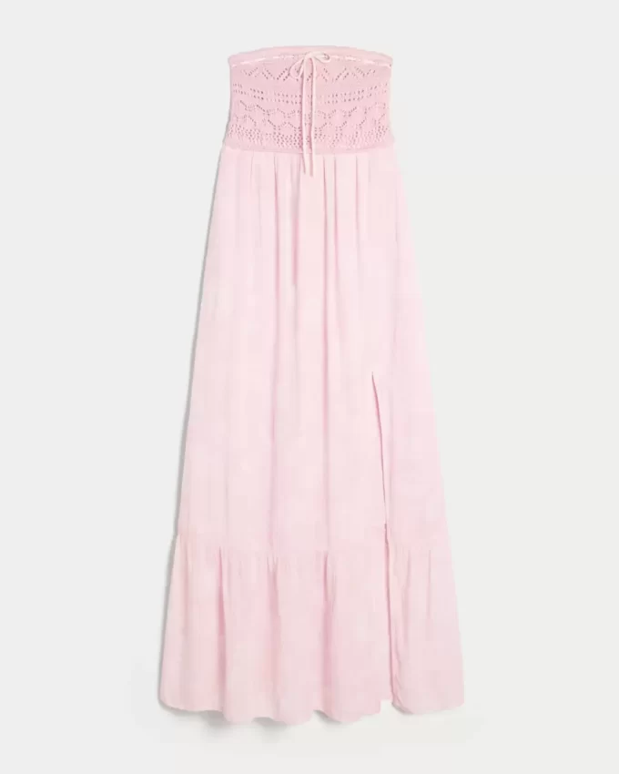 Olkaimeton virkattu Mix Maxi -mekko