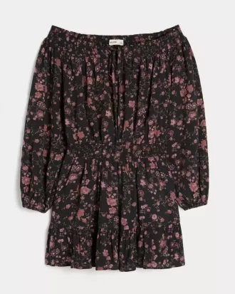 Olkapäällä/Off-the-Shoulder -kudottu mekko