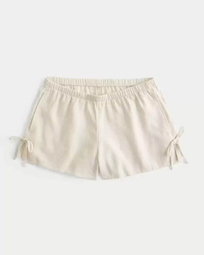 Pehmeät pellavasekoiteiset shortsit