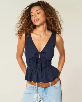 Pellavasekoitetta solmittava Peplum Top