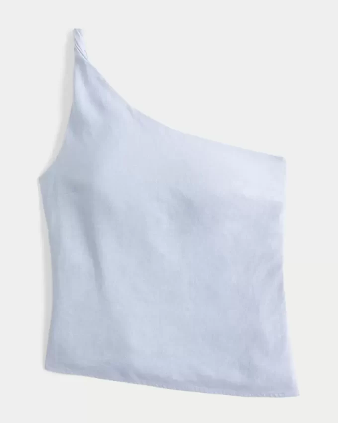 Pellavasekoitettu yhden olkapäällinen toppi