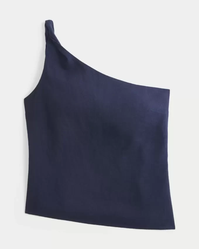 Pellavasekoitettu yhden olkapäällinen toppi