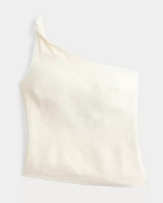 Pellavasekoitettu yhden olkapäällinen toppi