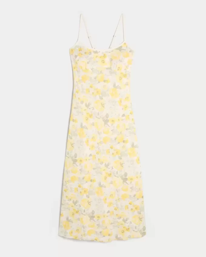 Pellavasekoitteinen, avoin selkänojallinen midi-mekko Pellavasekoitteinen, avoin selkänojallinen midi-mekko