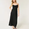 Pellavasekoitteinen avoselkäinen Slip Midi-mekko