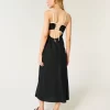 Pellavasekoitteinen avoselkäinen Slip Midi-mekko