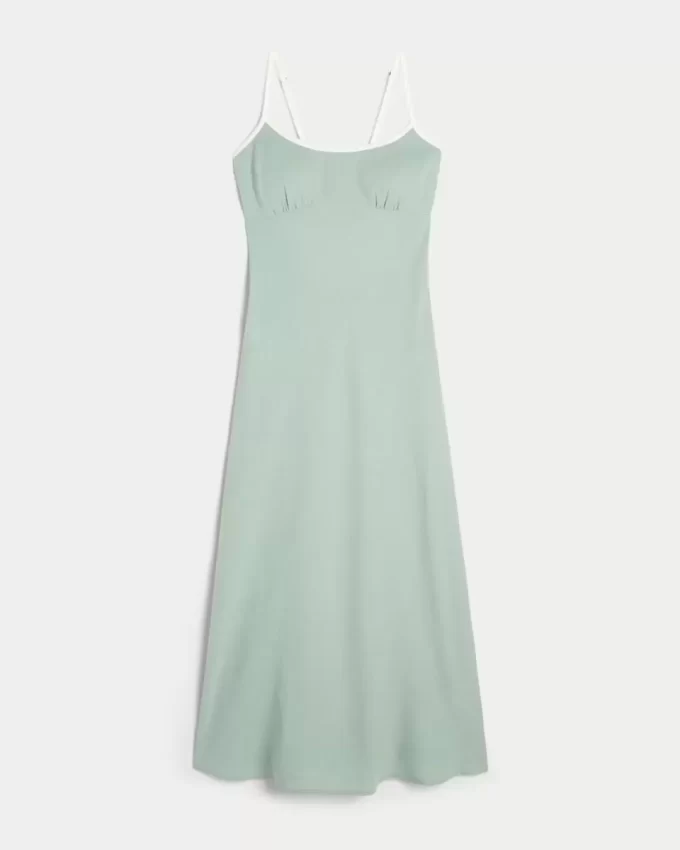 Pellavasekoitteinen avoselkäinen Slip Midi-mekko Pellavasekoitteinen avoselkäinen Slip Midi-mekko