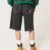 Pesty Black Cat Graphic Super Baggy Denim shortsit Pesty Black Cat Graphic Super Baggy Denim shortsit