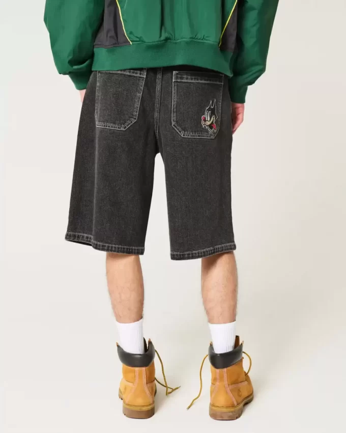 Pesty Black Cat Graphic Super Baggy Denim shortsit Pesty Black Cat Graphic Super Baggy Denim shortsit