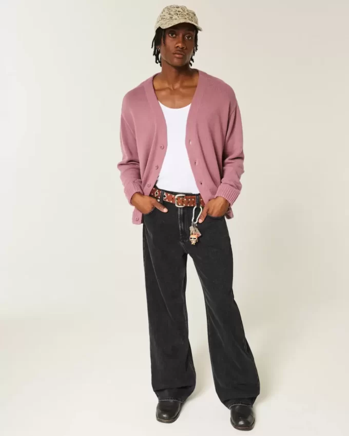 Pestyt mustat Baggy Bootcut -farkut