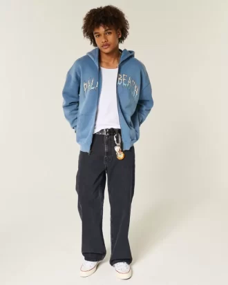 Pestyt mustat Baggy Bootcut -farkut