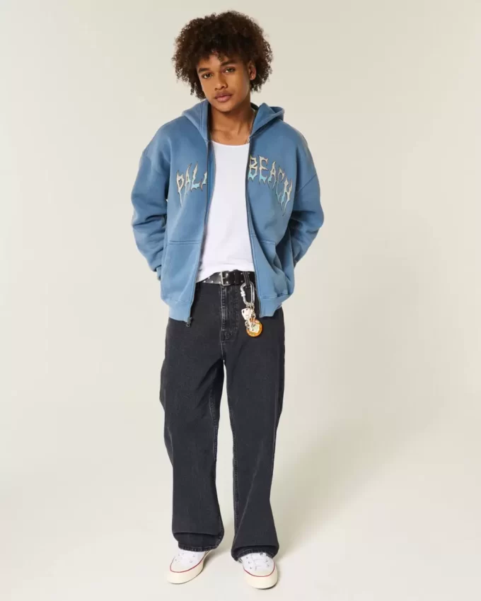Pestyt mustat Baggy Bootcut -farkut