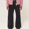Pestyt mustat Baggy Bootcut -farkut