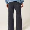 Pestyt mustat Baggy Bootcut -farkut