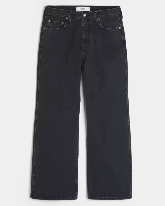 Pestyt mustat Baggy Bootcut -farkut