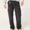 Pestyt mustat Baggy Cargo -farkut