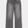 Pestyt mustat brodeeratut Baggy Bootcut -farkut Pestyt mustat brodeeratut Baggy Bootcut -farkut