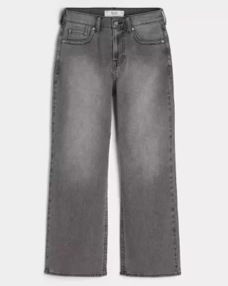 Pestyt mustat brodeeratut Baggy Bootcut -farkut