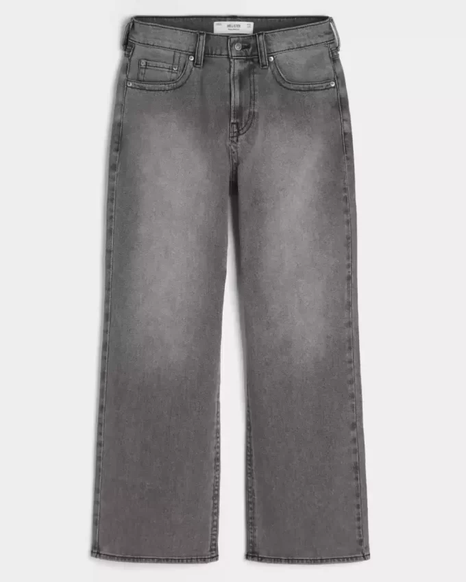 Pestyt mustat brodeeratut Baggy Bootcut -farkut Pestyt mustat brodeeratut Baggy Bootcut -farkut