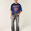 Pestyt mustat brodeeratut Baggy Bootcut -farkut Pestyt mustat brodeeratut Baggy Bootcut -farkut