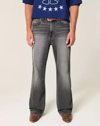 Pestyt mustat brodeeratut Baggy Bootcut -farkut