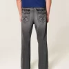 Pestyt mustat brodeeratut Baggy Bootcut -farkut Pestyt mustat brodeeratut Baggy Bootcut -farkut