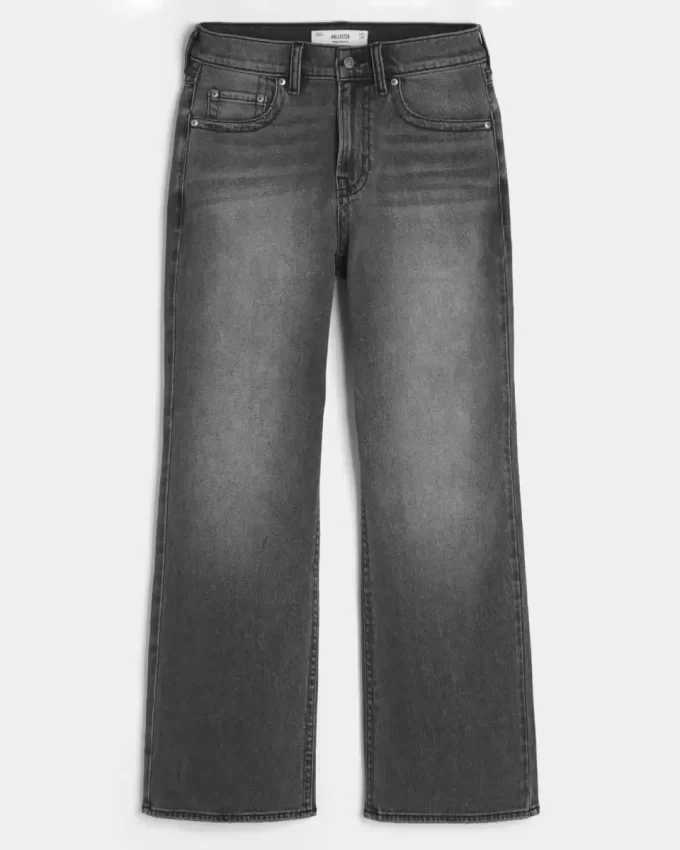 Pestyt mustat brodeeratut Baggy Bootcut -farkut Pestyt mustat brodeeratut Baggy Bootcut -farkut