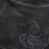 Pestyt mustat brodeeratut Snake Skater Baggy -farkut Pestyt mustat brodeeratut Snake Skater Baggy -farkut