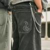 Pestyt mustat brodeeratut Snake Skater Baggy -farkut Pestyt mustat brodeeratut Snake Skater Baggy -farkut