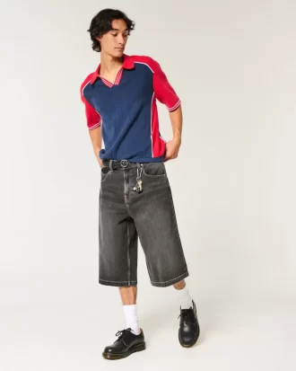 Pestyt mustat puolipitkät Skater Baggy -farkut