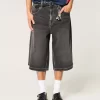 Pestyt mustat puolipitkät Skater Baggy -farkut Pestyt mustat puolipitkät Skater Baggy -farkut