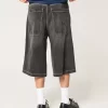 Pestyt mustat puolipitkät Skater Baggy -farkut Pestyt mustat puolipitkät Skater Baggy -farkut