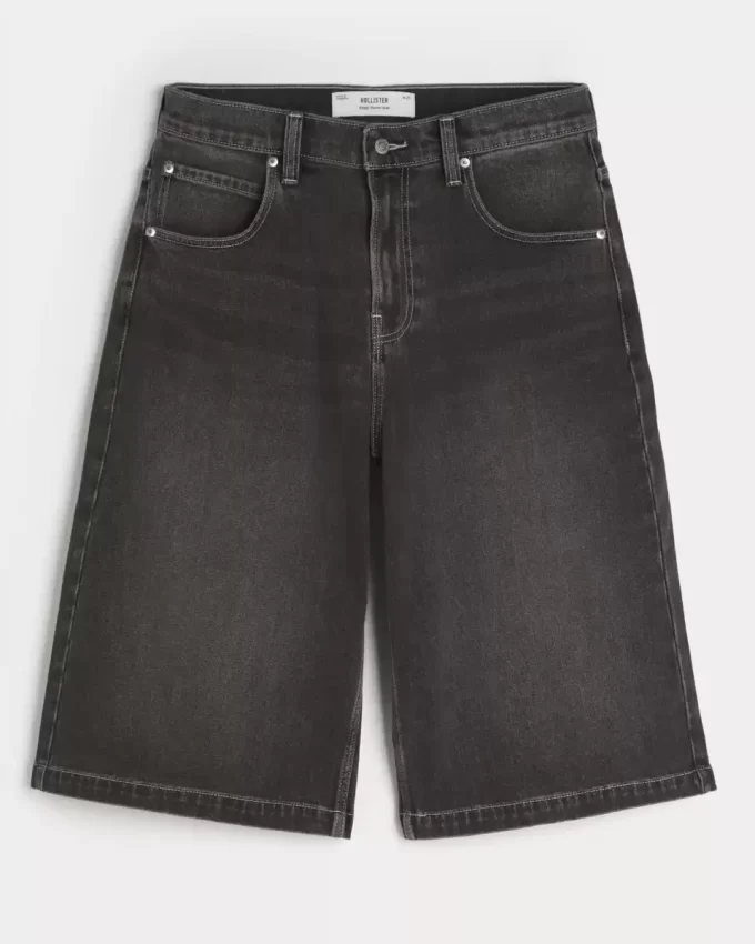 Pestyt mustat puolipitkät Skater Baggy -farkut Pestyt mustat puolipitkät Skater Baggy -farkut