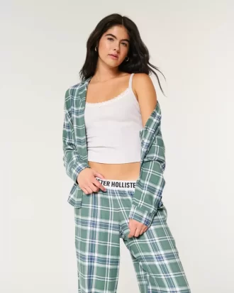 Pitkähihainen flanellipyjamatoppi
