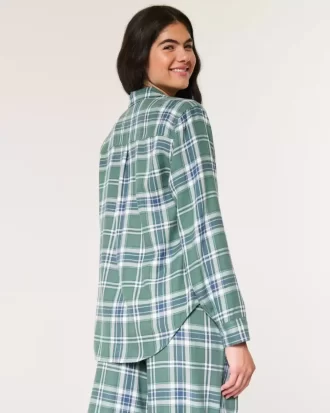 Pitkähihainen flanellipyjamatoppi