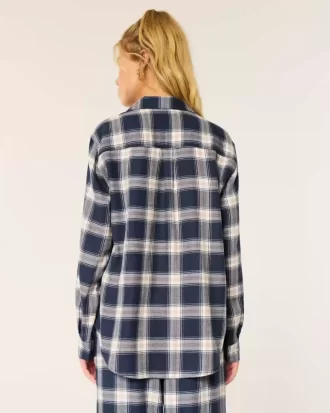 Pitkähihainen flanellipyjamatoppi