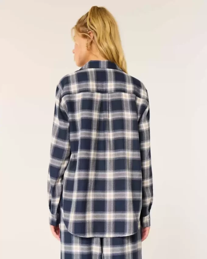 Pitkähihainen flanellipyjamatoppi Pitkähihainen flanellipyjamatoppi